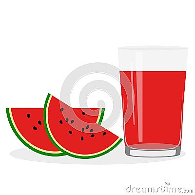Healthy Lifestyle. Freshly squeezed juice in a glass. Watermelon Vector Illustration