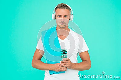 Healthy lifestyle. Gym aesthetics. Mature but still in good shape. Exercising in gym for better health. Man well groomed Stock Photo