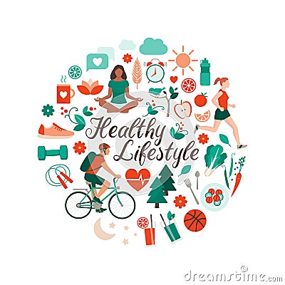 Healthy lifestyle and self-care concept Vector Illustration
