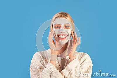 Healthy lifestyle and self care. Girl chilling making clay facial mask. Skin health. Woman adorable pretty smiling girl Stock Photo