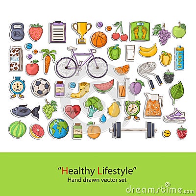 Healthy Lifestyle set Vector Illustration