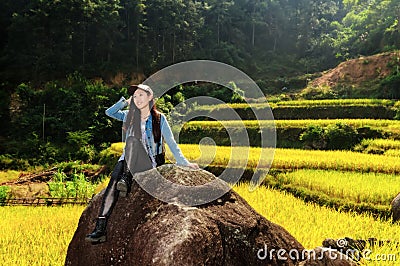 Healthy lifestyle woman smiling outside Stock Photo