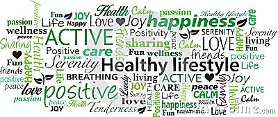 Healthy Lifestyle word cloud collage vector Vector Illustration