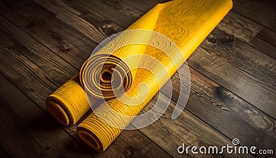 Healthy lifestyle on a yellow yoga mat generated by AI Stock Photo