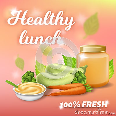 Healthy Lunch Promo Banner, Fresh Baby Breakfast Stock Photo