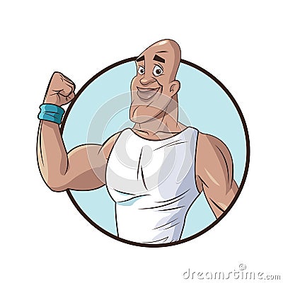 Healthy man athletic strong ftiness icon Vector Illustration