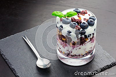 Healthy Meal with Berries and Yoghurt Stock Photo