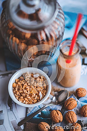 healthy meal with nuts Stock Photo