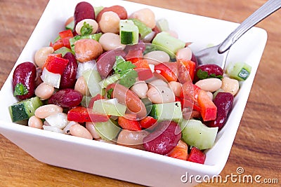 Healthy mixed bean salad bowl Stock Photo