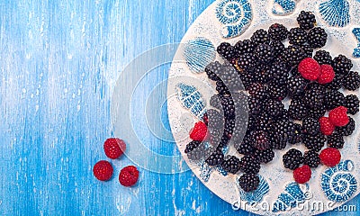 Healthy mixed fruit, Blueberry. Fresh berries Stock Photo
