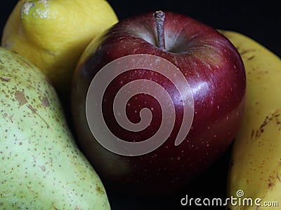 Healthy natural fruits taste tasty food delicious fruit apple nutty nutty banana pear Stock Photo