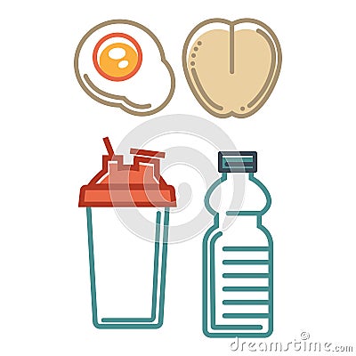 Healthy nutrition poster with water containers and egg Vector Illustration