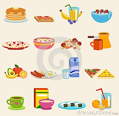 Healthy breakfast food vector. Vector Illustration