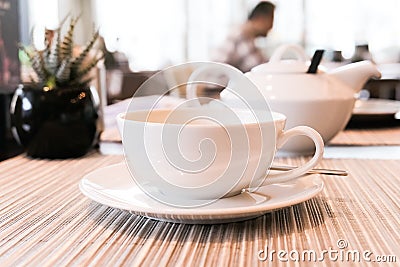 Green herbal tea in a restaurant, five o\'clock Stock Photo