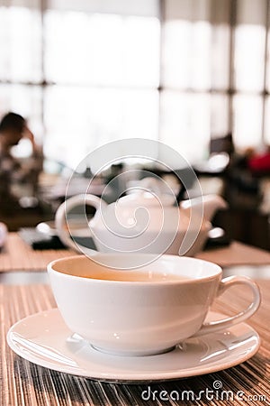 Green herbal tea in a restaurant, five o\'clock Stock Photo