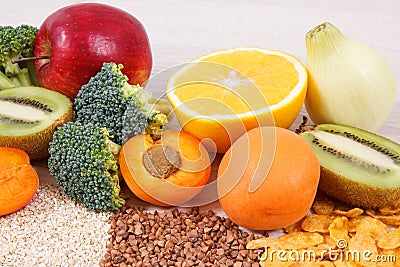 Healthy nutritious food as source natural minerals, vitamin B3 and dietary fiber Stock Photo