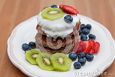 Healthy Oatmeal Pancakes Stock Photo