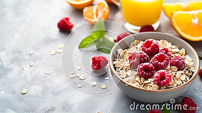 Healthy Oatmeal Porridge With Summer Berries Blueberry Raspberry Strawberry In A Bowl Stock Photo