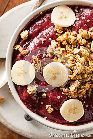 Healthy Organic Berry Smoothie Bowl Stock Photo