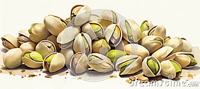 Heap organic seed ingredient snack healthy pistachio nutshell background food nut Stock Photo