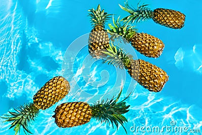 Healthy Organic Food. Fresh Pineapples In Water. Fruit. Nutrition, Lifestyle. Stock Photo