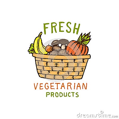 Healthy Organic food logos set or labels and elements for Vegetarian and Farm green natural vegetables products, vector Vector Illustration