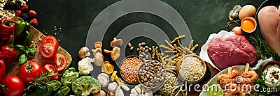 Healthy, paleo harvest produce and ingredients Stock Photo