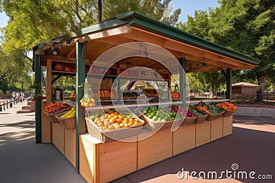healthy park food stand, with fresh fruit and vegetable options Stock Photo