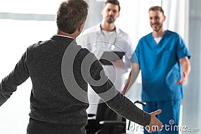 healthy patient going with open arms to Stock Photo