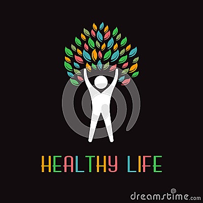 Healthy People Tree Illustration Vector Illustration