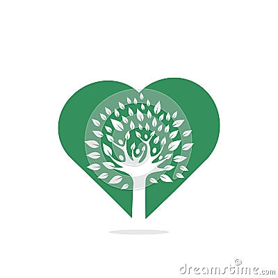 Family Tree Heart Shape Logo Design. Family Tree Symbol Icon Logo Design Vector Illustration