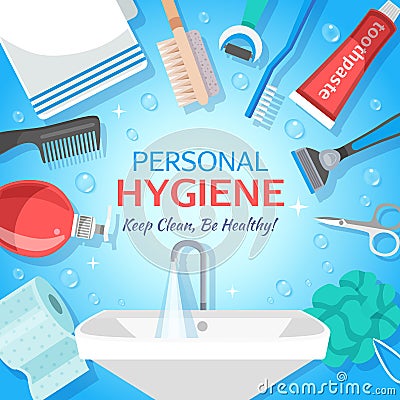 Healthy Personal Hygiene Background Vector Illustration