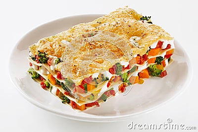 Healthy portion of fresh vegetable lasagne Stock Photo