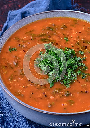 Healthy protein rich Lentil soup Stock Photo