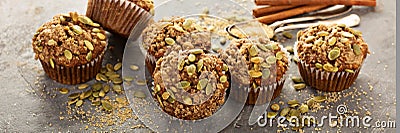 Healthy pumpkin muffins with seeds Stock Photo