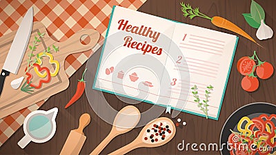 Healthy recipes cookbook Vector Illustration