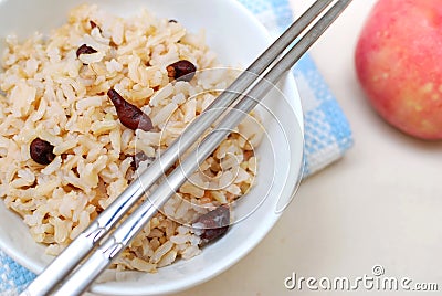 Healthy red unpolished rice Stock Photo