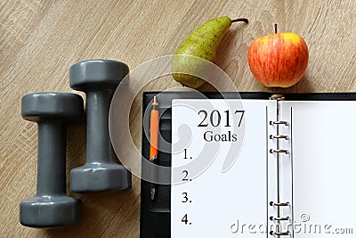 Healthy resolutions for the New Year 2017. Stock Photo