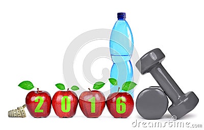 Healthy resolutions for the New Year 2016 Stock Photo