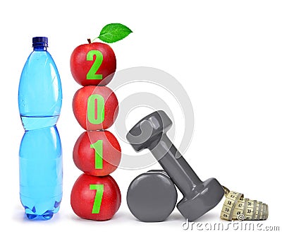 Healthy resolutions for the New Year 2017 Stock Photo