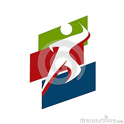 healthy running man sport fitness logo design vector template illustrations Vector Illustration