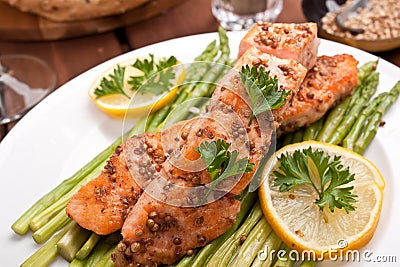 Healthy salmon with coriander Stock Photo