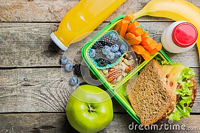 Healthy school lunch box Stock Photo
