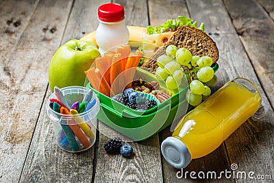 Healthy school lunch box Stock Photo