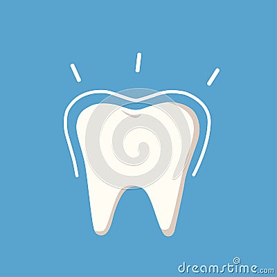 Healthy, shiny and protected tooth after treatment. Teeth protection, dental clipart. Vector cartoon illustration Vector Illustration