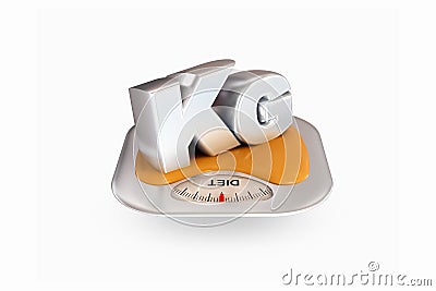 KG icon and scale 3D graphic symbolizing weight, obesity and diet Stock Photo