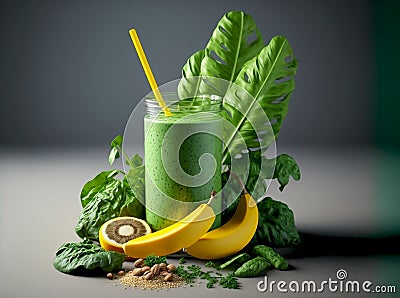 Healthy smoothie made with kale and spinach Stock Photo