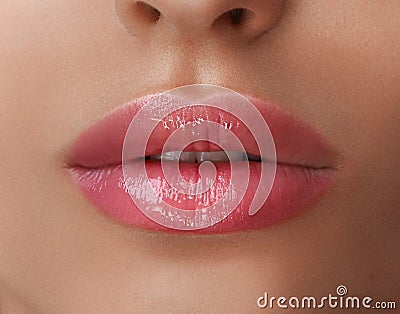 Permanent Make-up on her Lips. Stock Photo