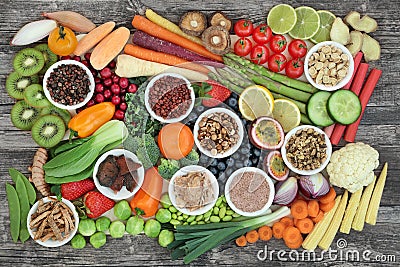 Healthy Super Food Sampler Stock Photo