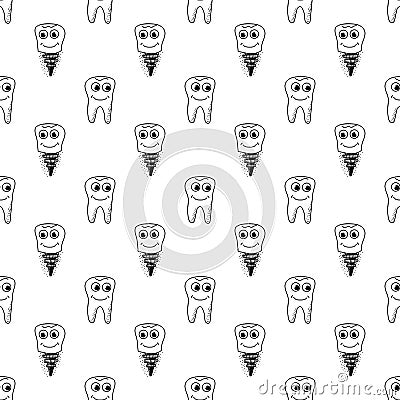 Healthy Teeth Seamless Pattern. Human Molar Vector Illustration